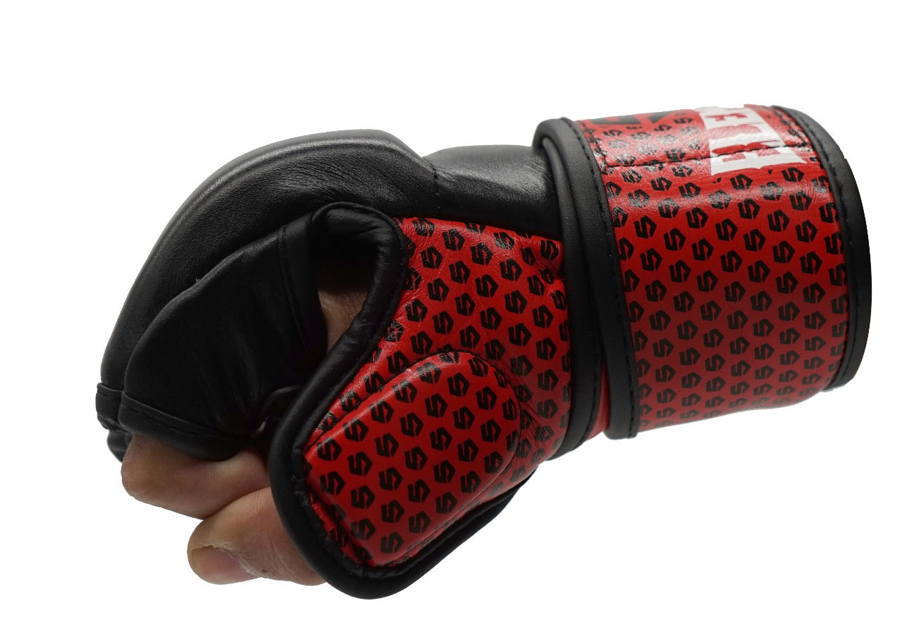 MMA Handschuhe Leder-Rot/schwarz