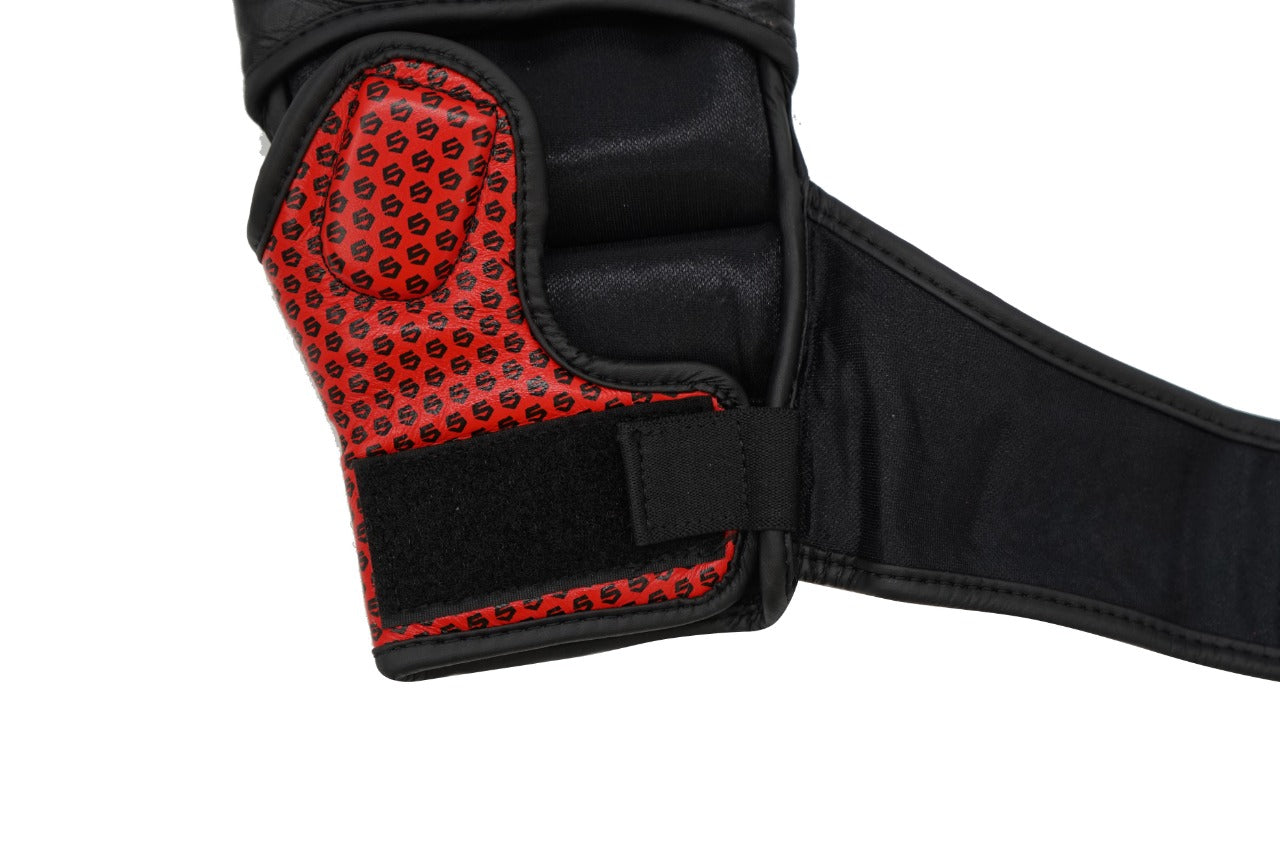MMA Handschuhe Leder-Rot/schwarz