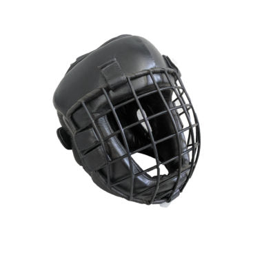 K004 Leder Kopfschutz mit Metallmaske